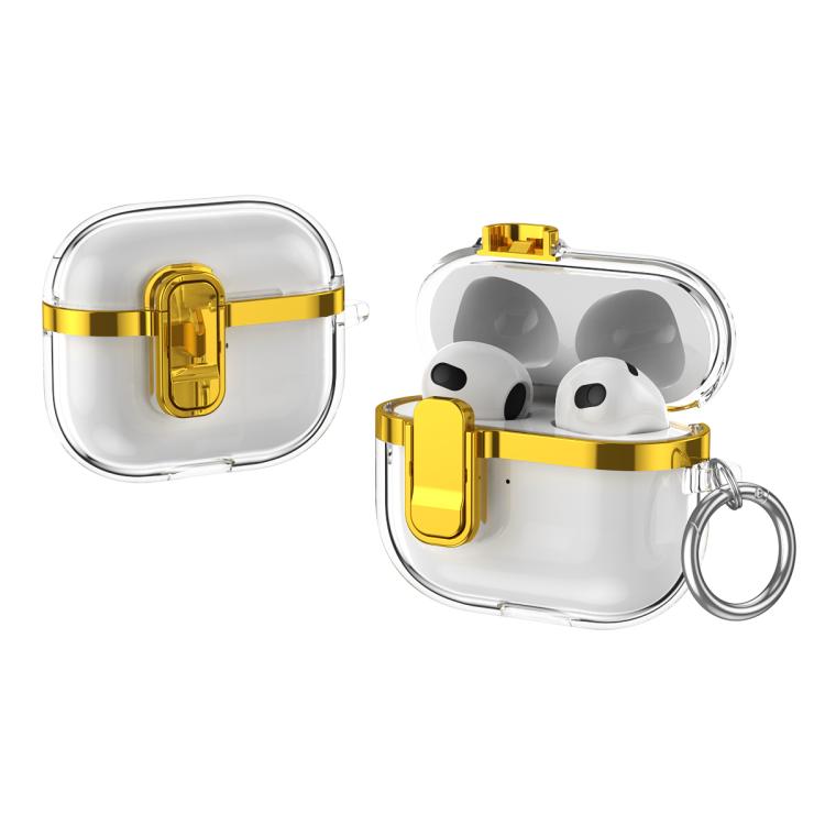 Electroplating Transparent Wireless Earphones Case with Security Lock, For AirPods 3, For AirPods Pro, For AirPods 1 / 2