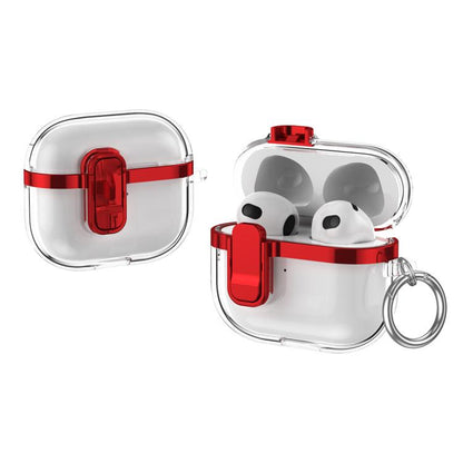 Electroplating Transparent Wireless Earphones Case with Security Lock, For AirPods 3, For AirPods Pro, For AirPods 1 / 2