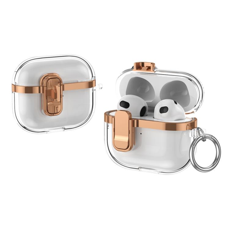 Electroplating Transparent Wireless Earphones Case with Security Lock, For AirPods 3, For AirPods Pro, For AirPods 1 / 2