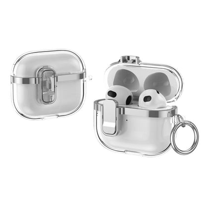 Electroplating Transparent Wireless Earphones Case with Security Lock, For AirPods 3, For AirPods Pro, For AirPods 1 / 2
