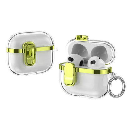 Electroplating Transparent Wireless Earphones Case with Security Lock, For AirPods 3, For AirPods Pro, For AirPods 1 / 2