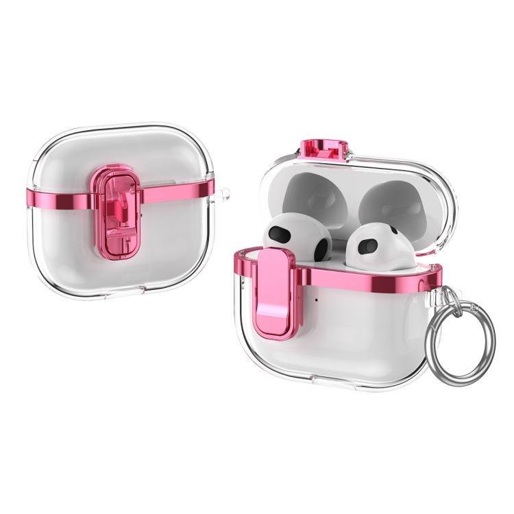Electroplating Transparent Wireless Earphones Case with Security Lock, For AirPods 3, For AirPods Pro, For AirPods 1 / 2