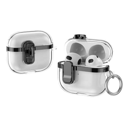 Electroplating Transparent Wireless Earphones Case with Security Lock, For AirPods 3, For AirPods Pro, For AirPods 1 / 2