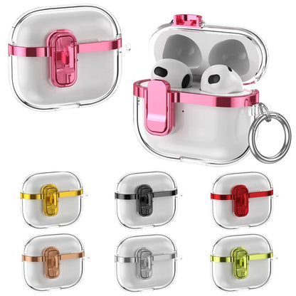 Electroplating Transparent Wireless Earphones Case with Security Lock, For AirPods 3, For AirPods Pro, For AirPods 1 / 2