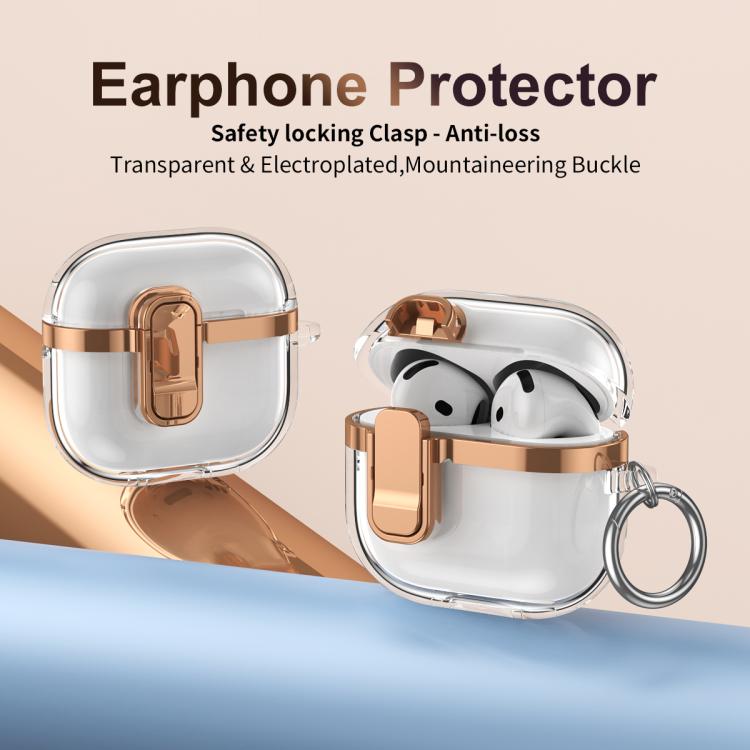 Electroplating Transparent Wireless Earphones Case with Security Lock, For AirPods 3, For AirPods Pro, For AirPods 1 / 2