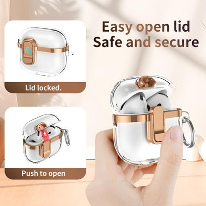 Electroplating Transparent Wireless Earphones Case with Security Lock, For AirPods 3, For AirPods Pro, For AirPods 1 / 2