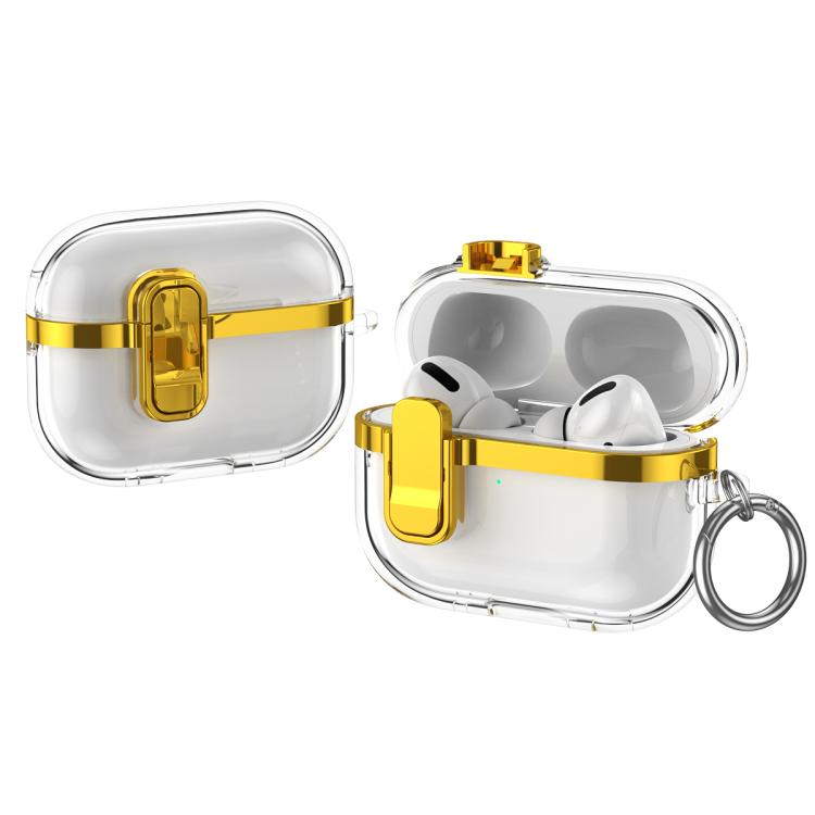 Electroplating Transparent Wireless Earphones Case with Security Lock, For AirPods 3, For AirPods Pro, For AirPods 1 / 2