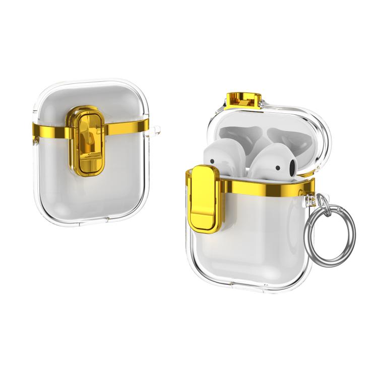 Electroplating Transparent Wireless Earphones Case with Security Lock, For AirPods 3, For AirPods Pro, For AirPods 1 / 2
