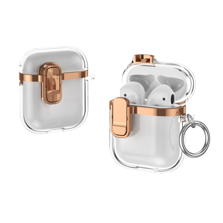 Electroplating Transparent Wireless Earphones Case with Security Lock, For AirPods 3, For AirPods Pro, For AirPods 1 / 2
