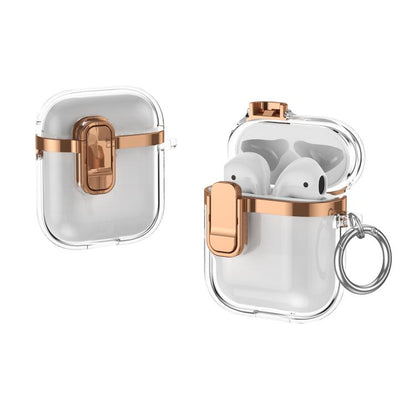 Electroplating Transparent Wireless Earphones Case with Security Lock, For AirPods 3, For AirPods Pro, For AirPods 1 / 2