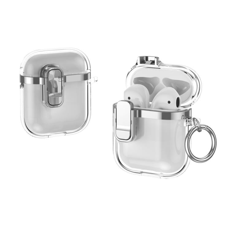 Electroplating Transparent Wireless Earphones Case with Security Lock, For AirPods 3, For AirPods Pro, For AirPods 1 / 2