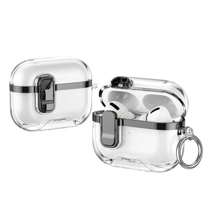 Electroplating Transparent Wireless Earphones Case with Security Lock, For AirPods Pro 3, For AirPods 4, For AirPods Pro 2