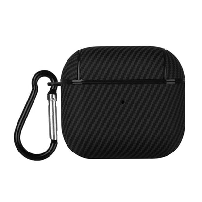 Carbon Fibre Texture PU Earbuds Box PC Case with Hook, For AirPods 4, For AirPods Pro 2, For AirPods 3, For AirPods Pro, For AirPods 1 / 2