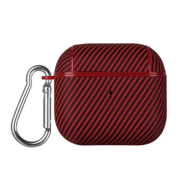Carbon Fibre Texture PU Earbuds Box PC Case with Hook, For AirPods 4, For AirPods Pro 2, For AirPods 3, For AirPods Pro, For AirPods 1 / 2