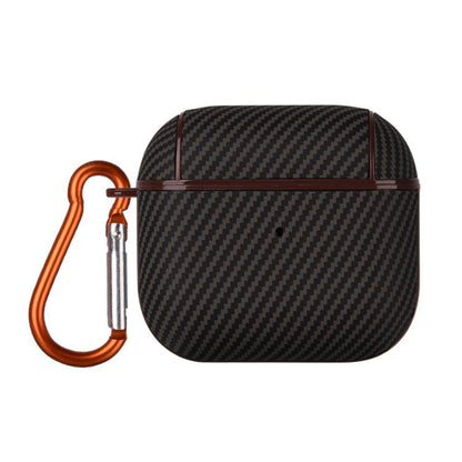 Carbon Fibre Texture PU Earbuds Box PC Case with Hook, For AirPods 4, For AirPods Pro 2, For AirPods 3, For AirPods Pro, For AirPods 1 / 2