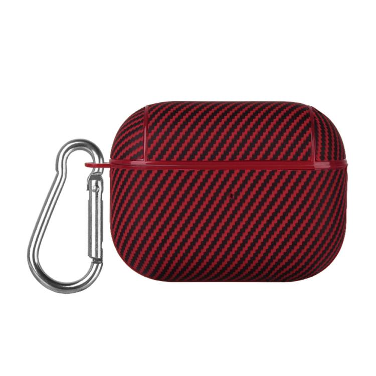 Carbon Fibre Texture PU Earbuds Box PC Case with Hook, For AirPods 4, For AirPods Pro 2, For AirPods 3, For AirPods Pro, For AirPods 1 / 2