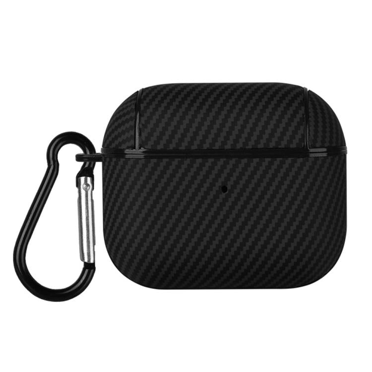 Carbon Fibre Texture PU Earbuds Box PC Case with Hook, For AirPods 4, For AirPods Pro 2, For AirPods 3, For AirPods Pro, For AirPods 1 / 2