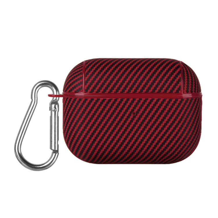 Carbon Fibre Texture PU Earbuds Box PC Case with Hook, For AirPods 4, For AirPods Pro 2, For AirPods 3, For AirPods Pro, For AirPods 1 / 2