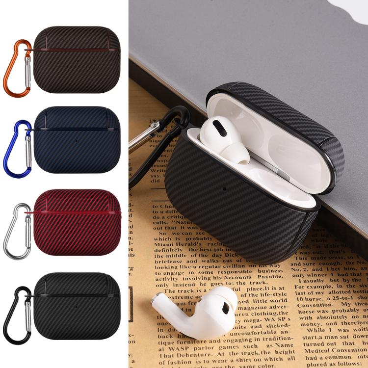 Carbon Fibre Texture PU Earbuds Box PC Case with Hook, For AirPods 4, For AirPods Pro 2, For AirPods 3, For AirPods Pro, For AirPods 1 / 2