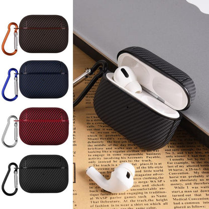 Carbon Fibre Texture PU Earbuds Box PC Case with Hook, For AirPods 4, For AirPods Pro 2, For AirPods 3, For AirPods Pro, For AirPods 1 / 2