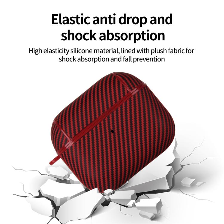Carbon Fibre Texture PU Earbuds Box PC Case with Hook, For AirPods 4, For AirPods Pro 2, For AirPods 3, For AirPods Pro, For AirPods 1 / 2