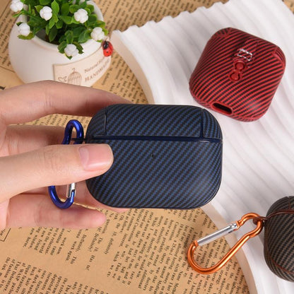Carbon Fibre Texture PU Earbuds Box PC Case with Hook, For AirPods 4, For AirPods Pro 2, For AirPods 3, For AirPods Pro, For AirPods 1 / 2