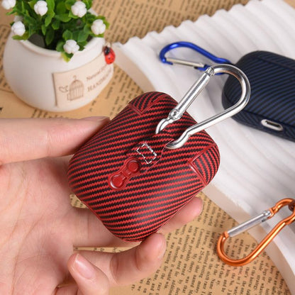 Carbon Fibre Texture PU Earbuds Box PC Case with Hook, For AirPods 4, For AirPods 3, For AirPods Pro, For AirPods 1 / 2, For AirPods Pro 2