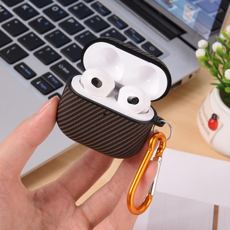 Fibre Texture PU Earbuds Box PC Case with Hook, For AirPods 4