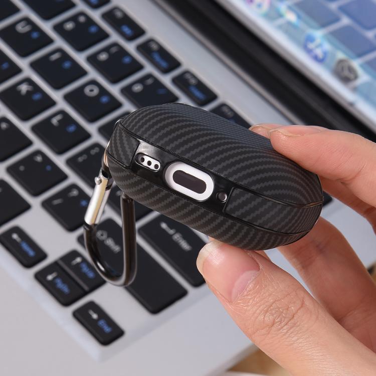 Fibre Texture PU Earbuds Box PC Case with Hook, For AirPods 4