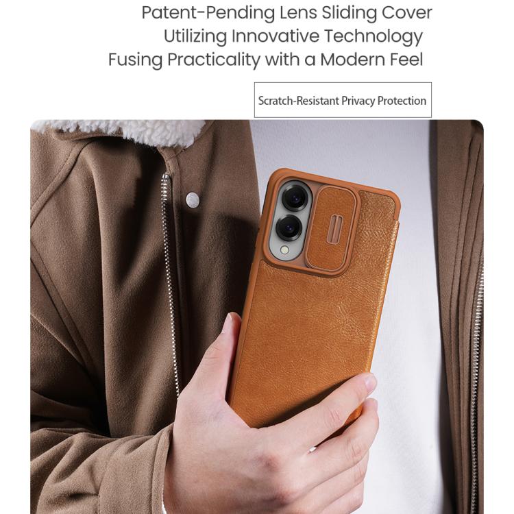 NILLKIN QIN Series Pro Sliding Camera Cover Design Leather Phone Case, For Samsung Galaxy S25 Edge 5G