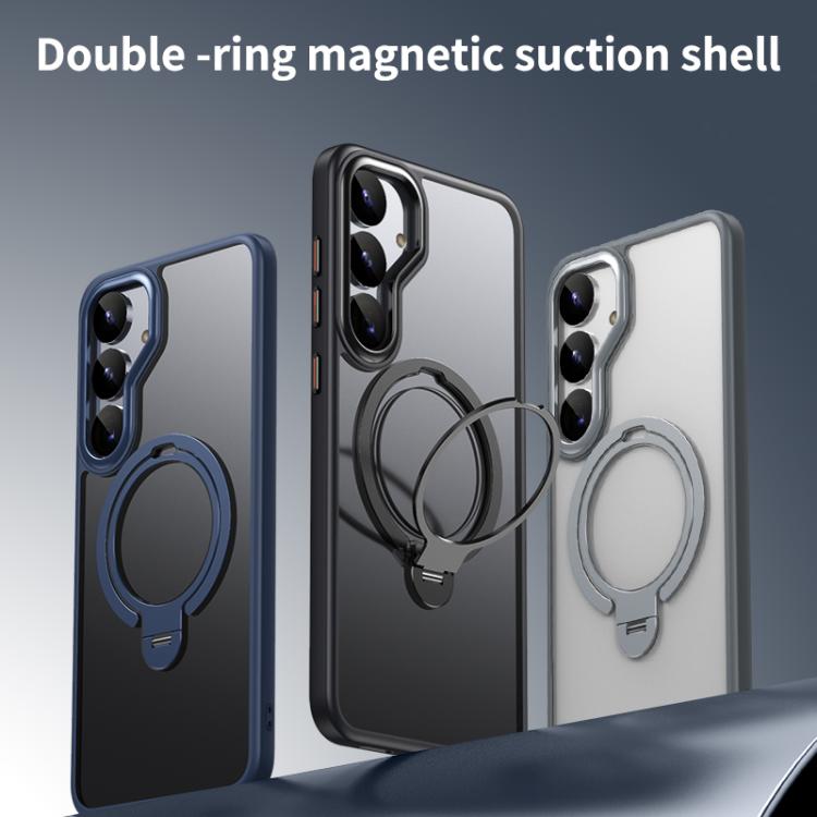 Double Ring MagSafe Magnetic Holder Phone Case, For Samsung Galaxy S25 5G, For Samsung Galaxy S25+ 5G, For Samsung Galaxy S25 Ultra 5G