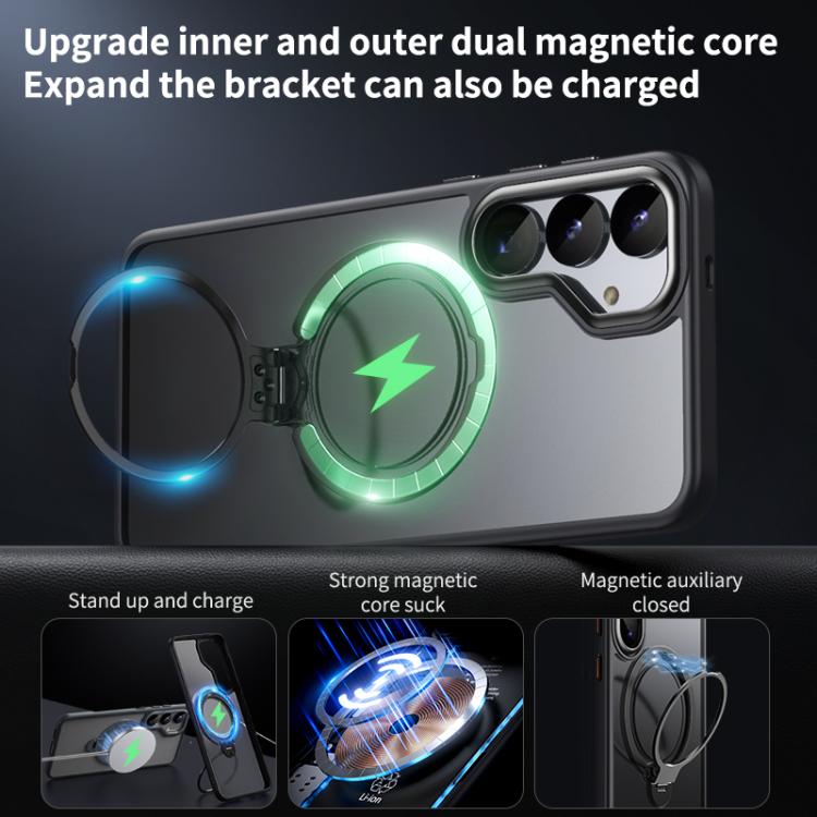 Double Ring MagSafe Magnetic Holder Phone Case, For Samsung Galaxy S25 5G, For Samsung Galaxy S25+ 5G, For Samsung Galaxy S25 Ultra 5G