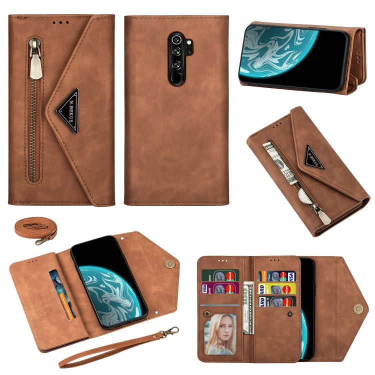 Skin Feel Zipper Horizontal Flip Leather Case with Holder & Card Slots & Photo Frame & Lanyard & Long Rope, For Xiaomi Redmi Note 8 Pro, For Xiaomi Redmi Note 8, For Xiaomi Mi 9, For Xiaomi Mi 10