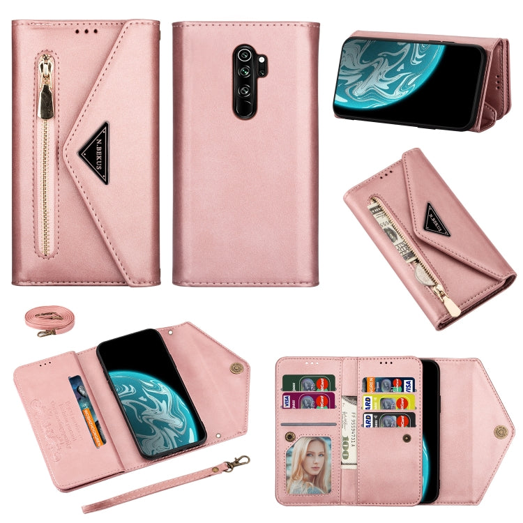 Skin Feel Zipper Horizontal Flip Leather Case with Holder & Card Slots & Photo Frame & Lanyard & Long Rope, For Xiaomi Redmi Note 8 Pro, For Xiaomi Redmi Note 8, For Xiaomi Mi 9, For Xiaomi Mi 10
