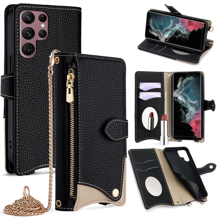 Crossbody Chain Fishtail Litchi Leather Phone Case, For Samsung Galaxy S23+ 5G, For Samsung Galaxy S23 5G, For Samsung Galaxy S22 Ultra 5G, For Samsung Galaxy S22+ 5G