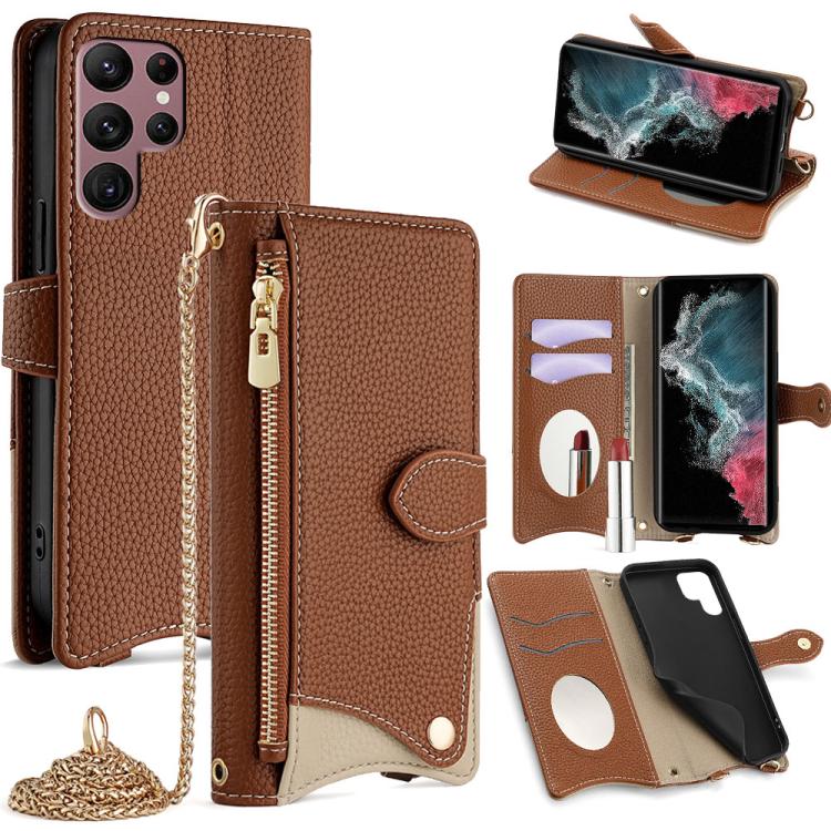 Crossbody Chain Fishtail Litchi Leather Phone Case, For Samsung Galaxy S23 5G, For Samsung Galaxy S22 Ultra 5G, For Samsung Galaxy S22+ 5G, For Samsung Galaxy S22 5G