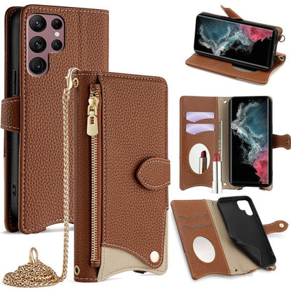 Crossbody Chain Fishtail Litchi Leather Phone Case, For Samsung Galaxy S23 5G, For Samsung Galaxy S22 Ultra 5G, For Samsung Galaxy S22+ 5G, For Samsung Galaxy S22 5G