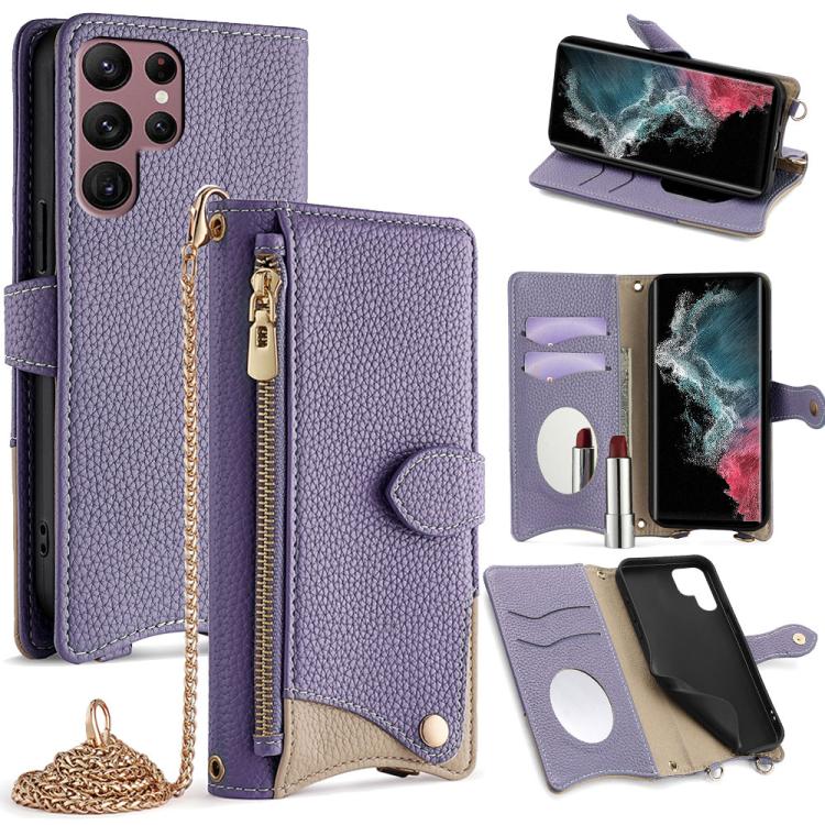 Crossbody Chain Fishtail Litchi Leather Phone Case, For Samsung Galaxy S23 5G, For Samsung Galaxy S22 Ultra 5G, For Samsung Galaxy S22+ 5G, For Samsung Galaxy S22 5G