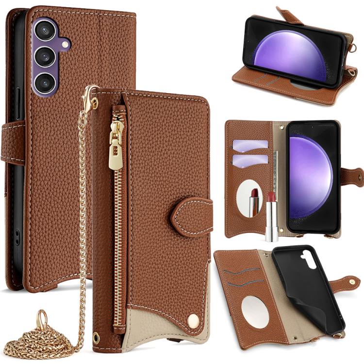 Crossbody Chain Fishtail Litchi Leather Phone Case, For Samsung Galaxy S24 5G, For Samsung Galaxy S23 FE 5G, For Samsung Galaxy S23 Ultra 5G, For Samsung Galaxy S23+ 5G
