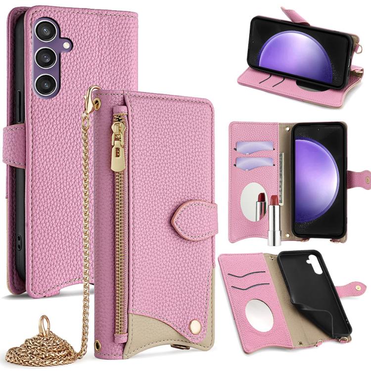 Crossbody Chain Fishtail Litchi Leather Phone Case, For Samsung Galaxy S24 5G, For Samsung Galaxy S23 FE 5G, For Samsung Galaxy S23 Ultra 5G, For Samsung Galaxy S23+ 5G