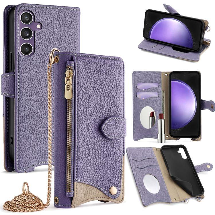 Crossbody Chain Fishtail Litchi Leather Phone Case, For Samsung Galaxy S24 5G, For Samsung Galaxy S23 FE 5G, For Samsung Galaxy S23 Ultra 5G, For Samsung Galaxy S23+ 5G