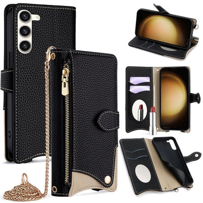 Crossbody Chain Fishtail Litchi Leather Phone Case, For Samsung Galaxy S24 5G, For Samsung Galaxy S23 FE 5G, For Samsung Galaxy S23 Ultra 5G, For Samsung Galaxy S23+ 5G
