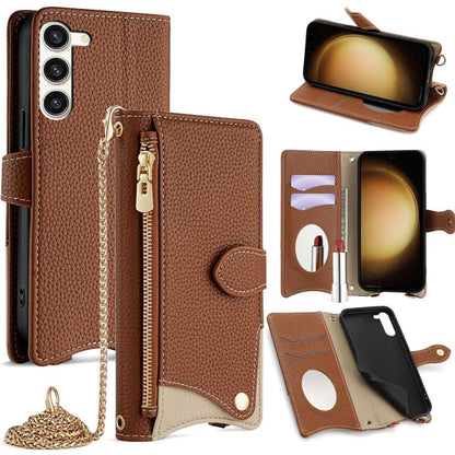 Crossbody Chain Fishtail Litchi Leather Phone Case, For Samsung Galaxy S24 5G, For Samsung Galaxy S23 FE 5G, For Samsung Galaxy S23 Ultra 5G, For Samsung Galaxy S23+ 5G