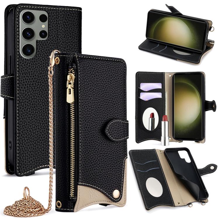 Crossbody Chain Fishtail Litchi Leather Phone Case, For Samsung Galaxy S24 5G, For Samsung Galaxy S23 FE 5G, For Samsung Galaxy S23 Ultra 5G, For Samsung Galaxy S23+ 5G
