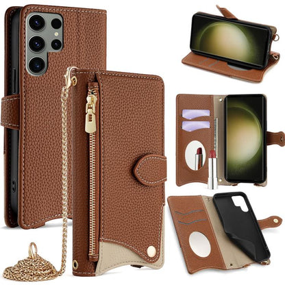 Crossbody Chain Fishtail Litchi Leather Phone Case, For Samsung Galaxy S24 5G, For Samsung Galaxy S23 FE 5G, For Samsung Galaxy S23 Ultra 5G, For Samsung Galaxy S23+ 5G