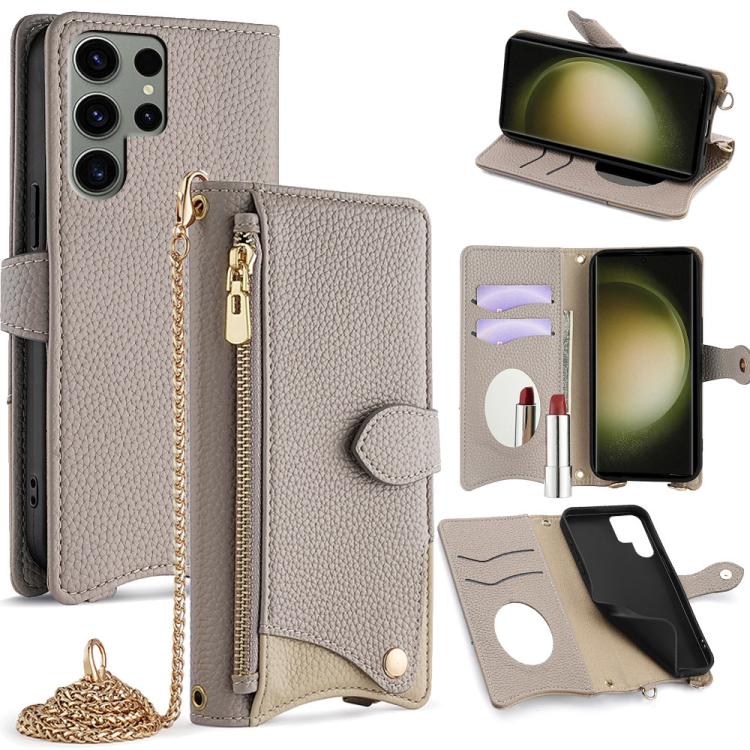 Crossbody Chain Fishtail Litchi Leather Phone Case, For Samsung Galaxy S24 5G, For Samsung Galaxy S23 FE 5G, For Samsung Galaxy S23 Ultra 5G, For Samsung Galaxy S23+ 5G