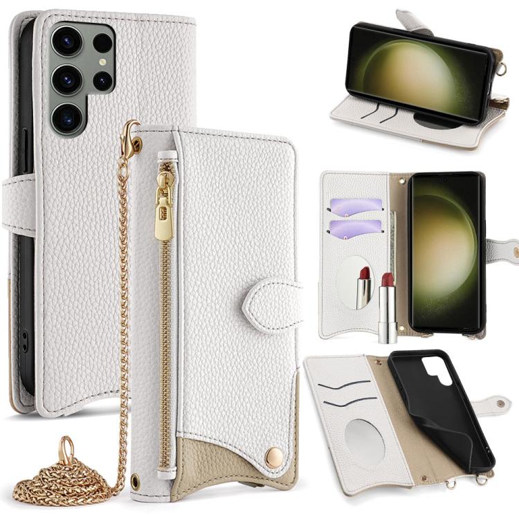 Crossbody Chain Fishtail Litchi Leather Phone Case, For Samsung Galaxy S24 5G, For Samsung Galaxy S23 FE 5G, For Samsung Galaxy S23 Ultra 5G, For Samsung Galaxy S23+ 5G