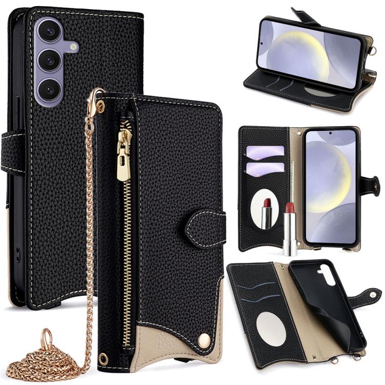 Crossbody Chain Fishtail Litchi Leather Phone Case, For Samsung Galaxy S25+ 5G, For Samsung Galaxy S25 Ultra 5G, For Samsung Galaxy S24 Ultra 5G, For Samsung Galaxy S24+ 5G