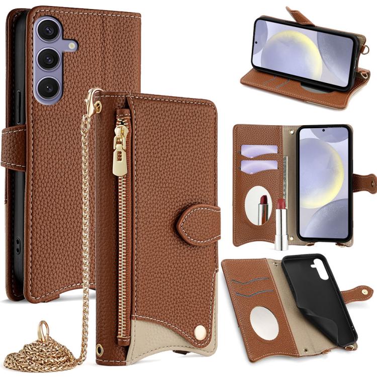 Crossbody Chain Fishtail Litchi Leather Phone Case, For Samsung Galaxy S25+ 5G, For Samsung Galaxy S25 Ultra 5G, For Samsung Galaxy S24 Ultra 5G, For Samsung Galaxy S24+ 5G