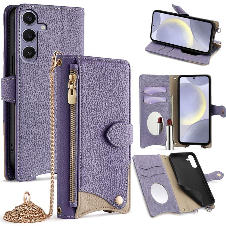 Crossbody Chain Fishtail Litchi Leather Phone Case, For Samsung Galaxy S25+ 5G, For Samsung Galaxy S25 Ultra 5G, For Samsung Galaxy S24 Ultra 5G, For Samsung Galaxy S24+ 5G